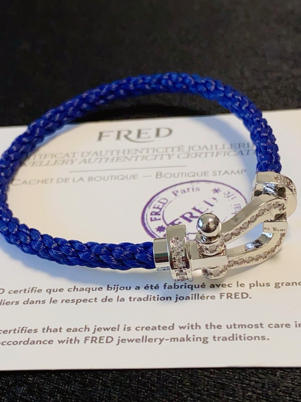 Fred Braided Rope Bracelet in Royal Blue with Silver Pavé Clasp